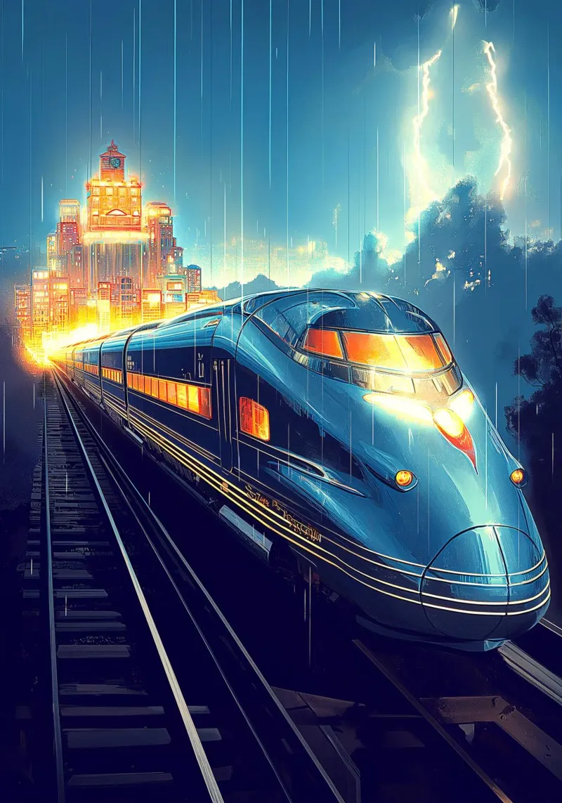 Treno Art Deco pellicola backlit da Fleur de Lys