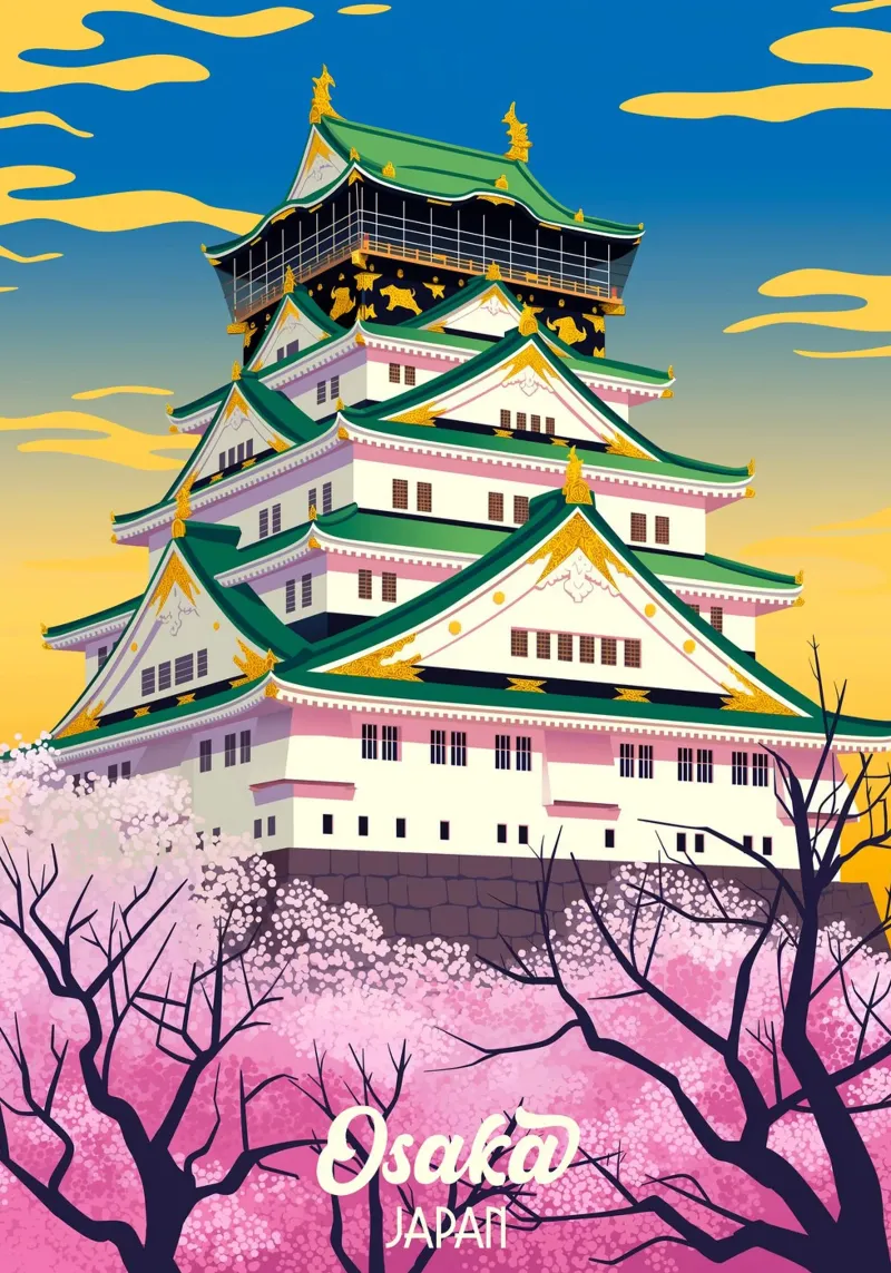 Osaka Giappone poster da Fleur de Lys