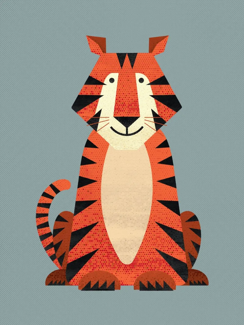 Whimsy Tiger acrylic glass by The Printed Sparrow