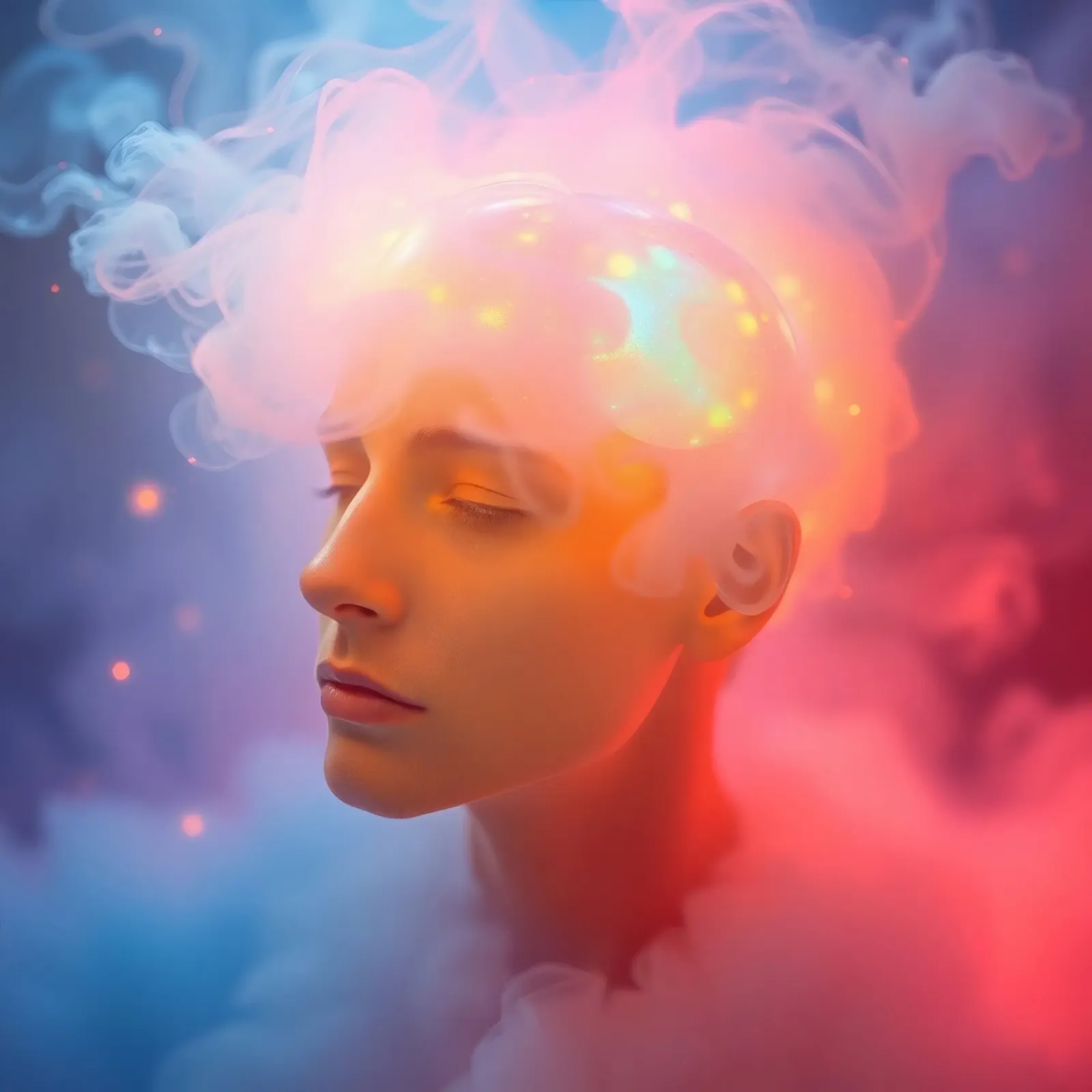 Creative representation of a person with glowing brain canvas by DesignDoodle