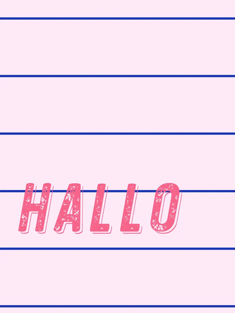 Linee sottili blu su rosa, Hello personalizzabile carta hahnemühle da All Colours