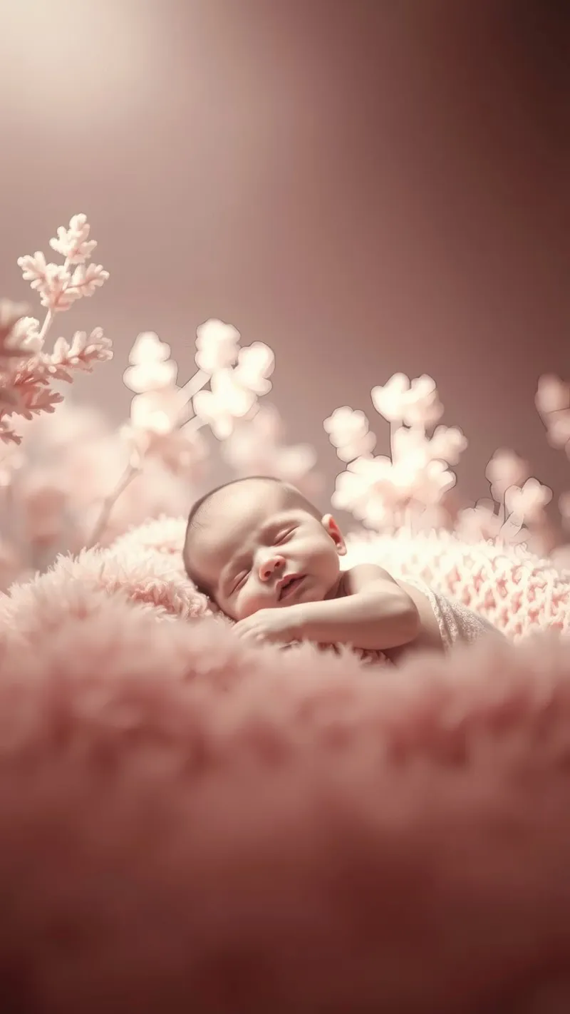 Neonato che dorme serenamente su una morbida coperta carta hahnemühle da DesignDoodle