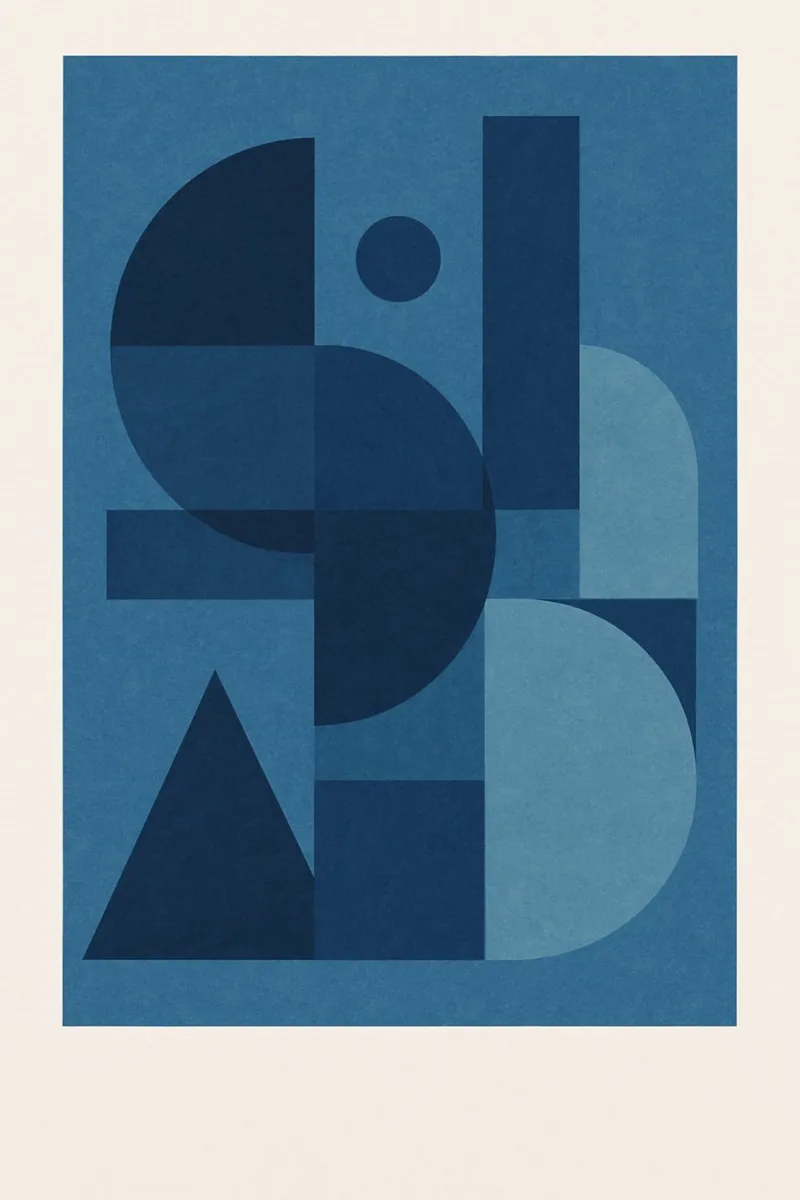 Blue Shapes poster with plastic frame by Studio M