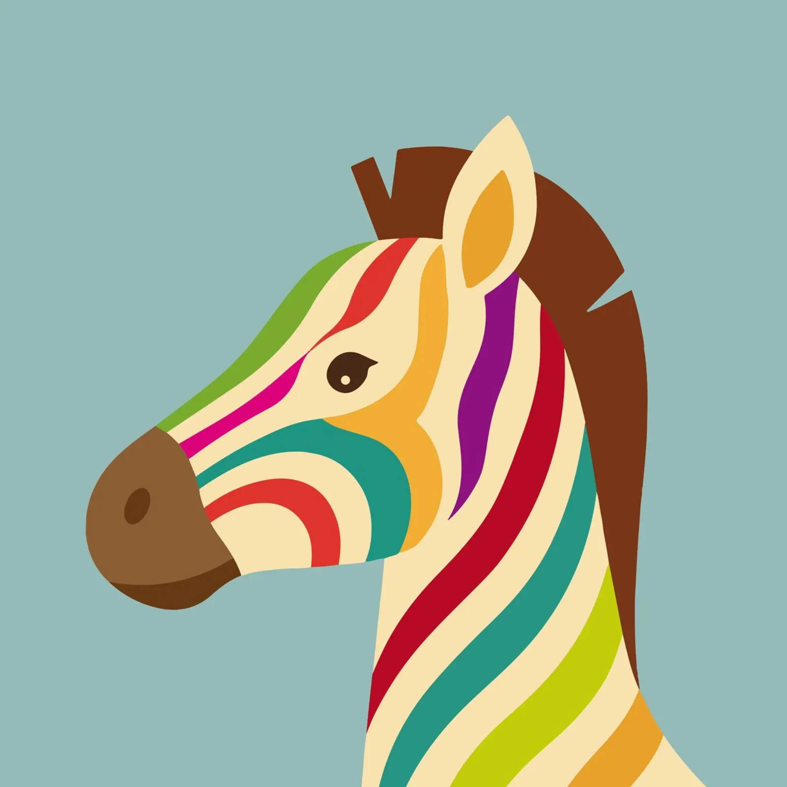 Kleurrijke zebra - Unieke gestreepte look acryl van namosh