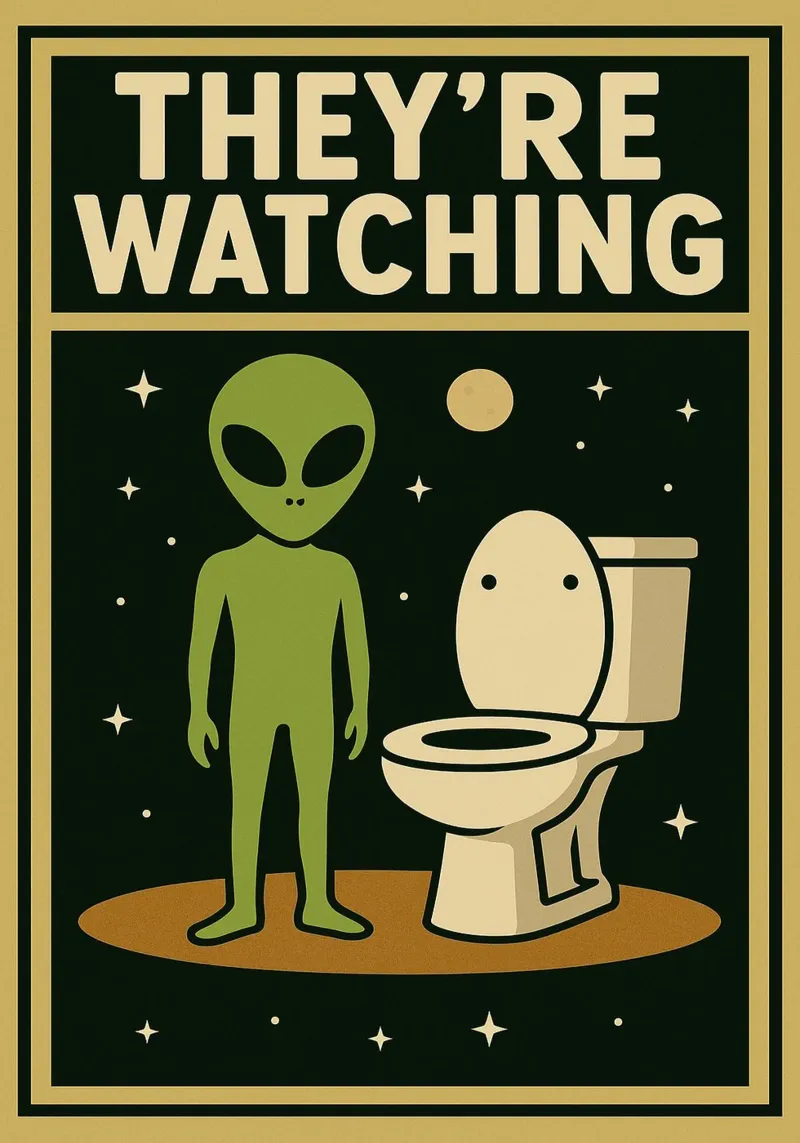 Ils regardent les extraterrestres Humour amusant sur les toilettes poster de the gan gan