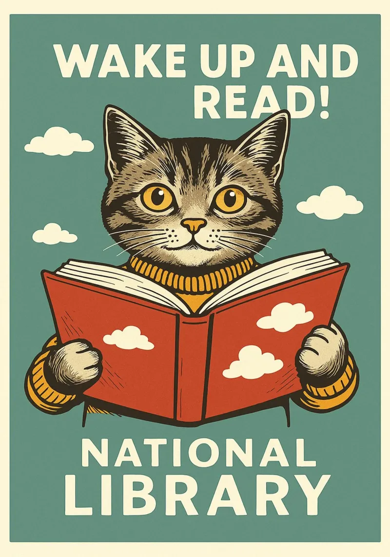 wake up and read Cat Funny canvas by the gan gan