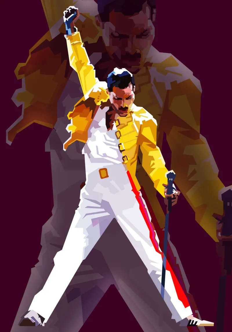 Icona rock Freddie Mercury di tendenza ora pellicola backlit da Artkreator