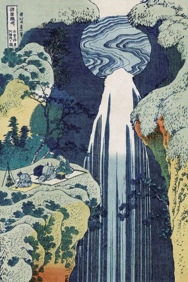 Hokusai - Amida Waterfall on the Kiso Highway pellicola backlit da ARTOTHEK