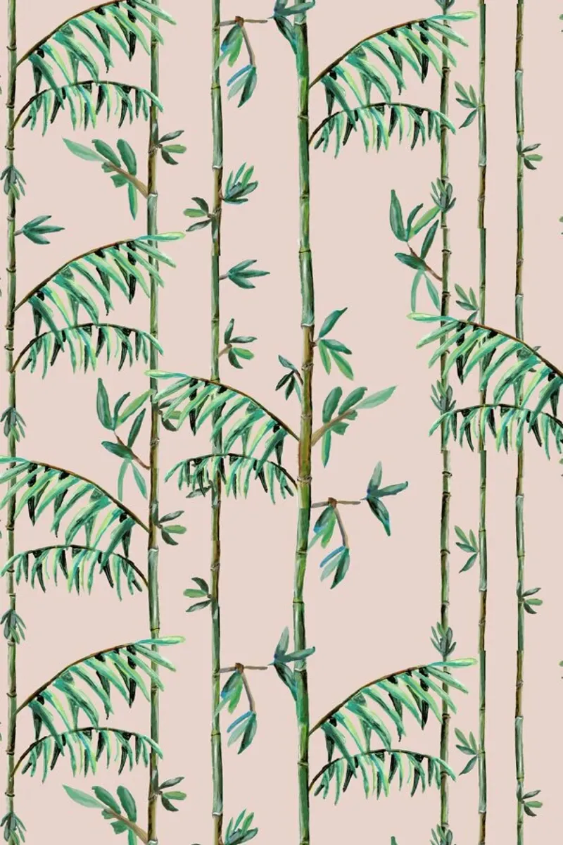 Bamboo Leaves Roze canvas by Femke Zwaan
