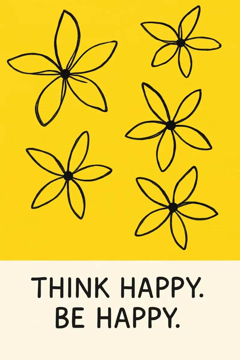 Think Happy.Be Happy. poster con telaio in alluminio da treechild