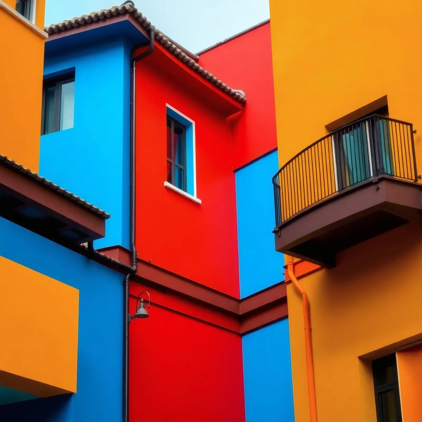 Colorful architecture features buildings in urban location canvas by DesignDoodle