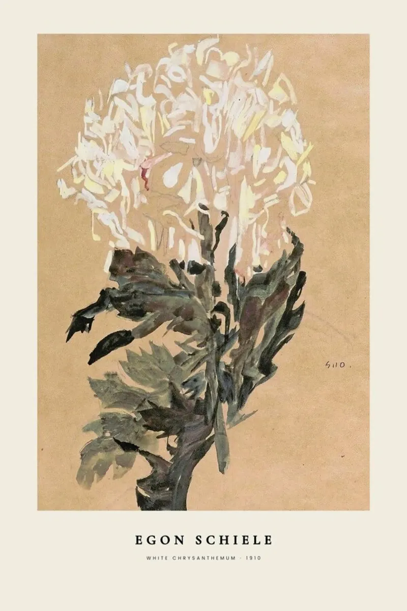 Schiele - White Chrysanthemum pellicola backlit da Vintage by JUNIQE