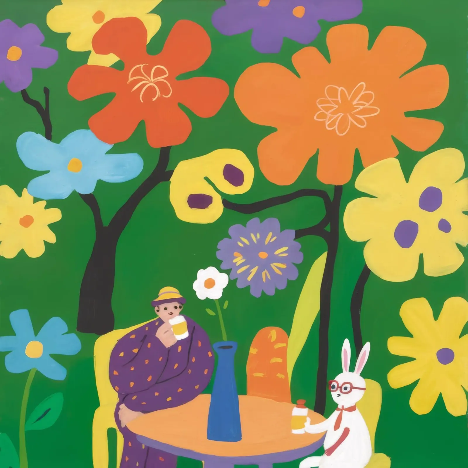 Giardino floreale Tranquillità poster con telaio in legno da Petal Canvas