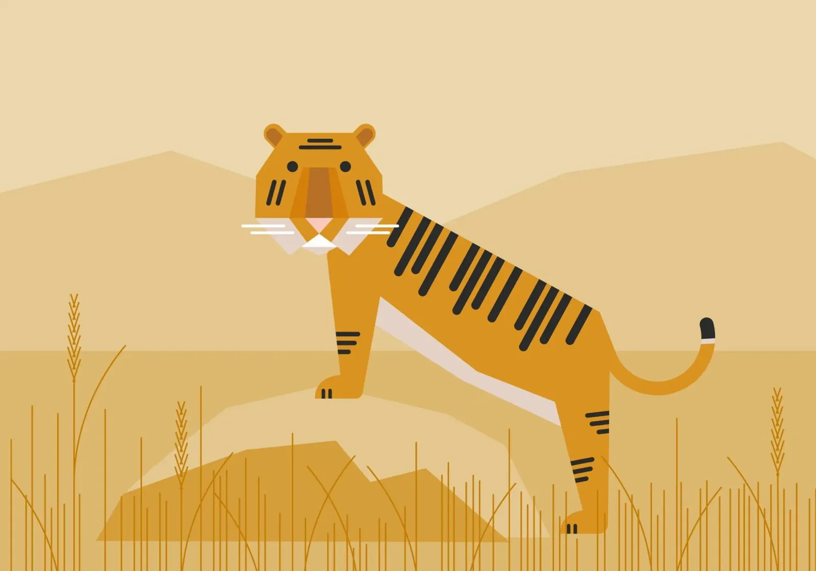 Tigre dans la savane poster avec cadre en plastique de Carolin Vonhoff