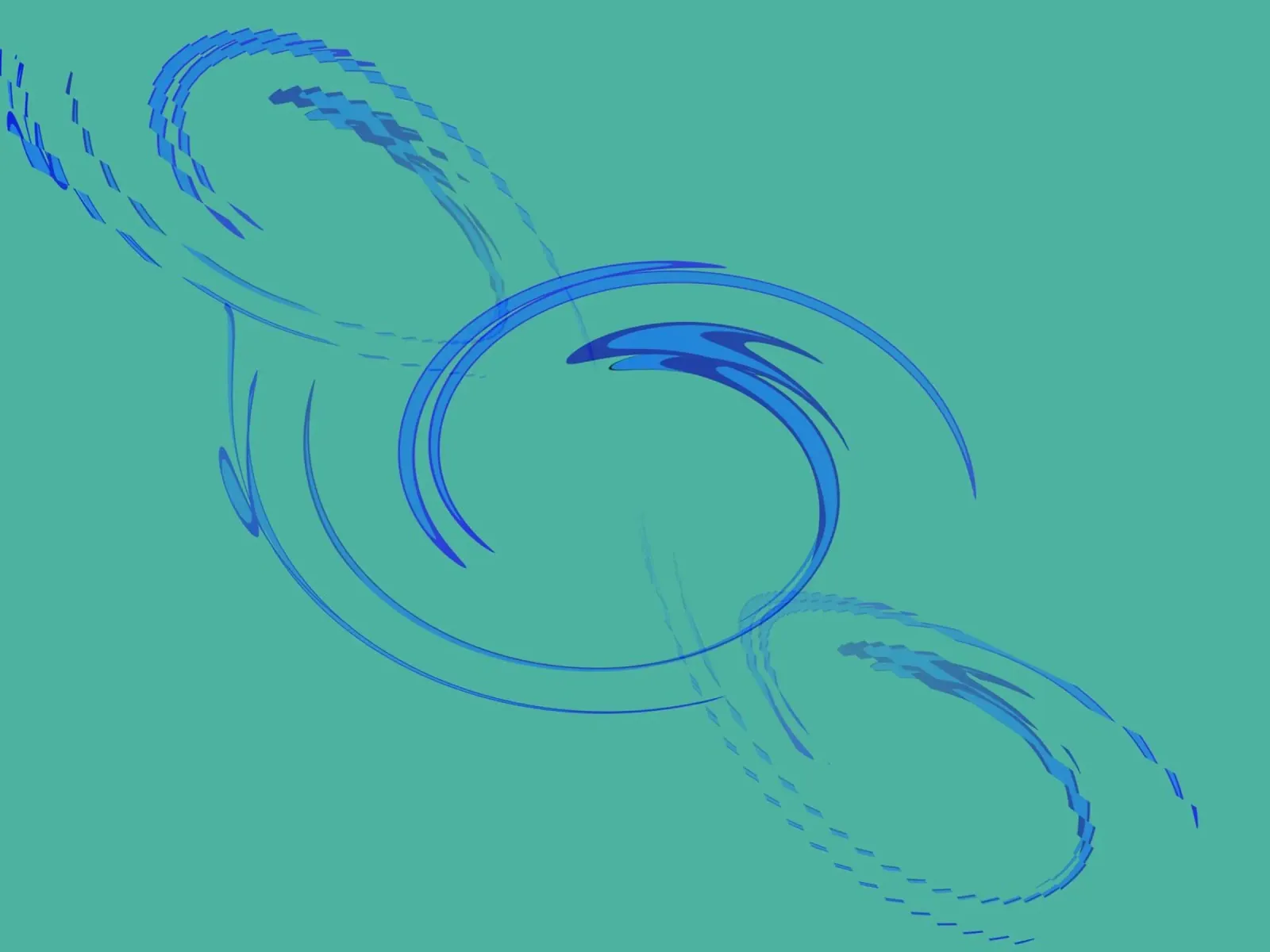 Abstrakte kreisförmige dynamische Form in Blau und Grün Leinwand von Something for you