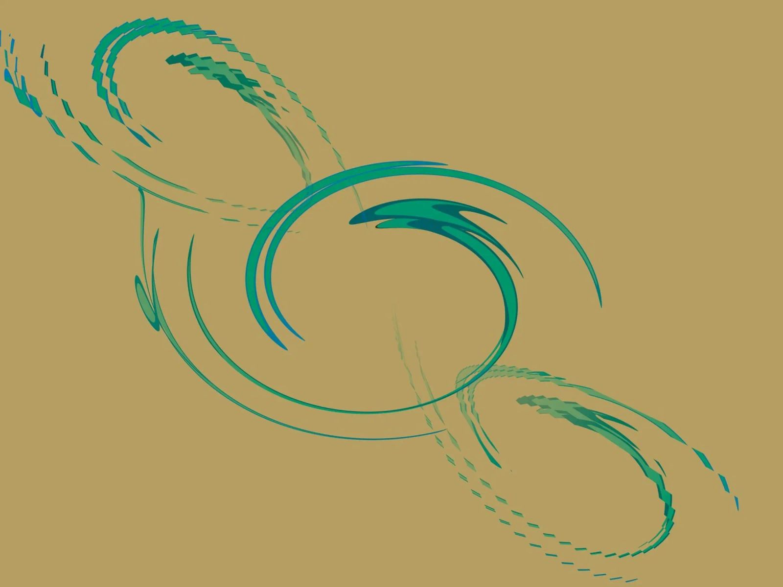 Abstract dynamic circular pattern in green + brown canvas by Something for you