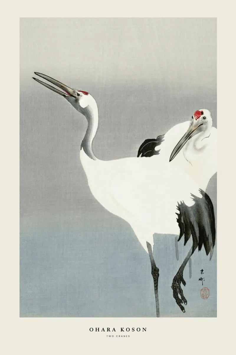 Koson - Two Cranes pellicola backlit da Vintage by JUNIQE