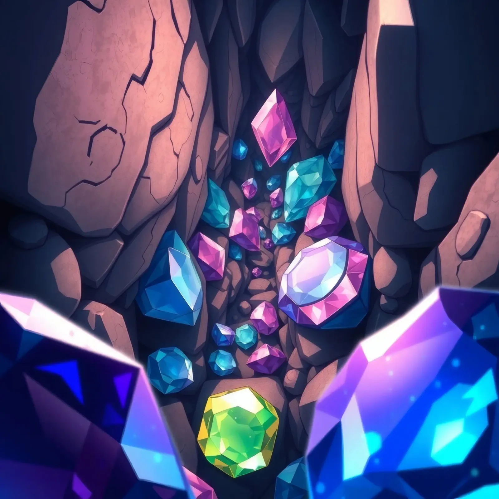 cristalli scintillano in una stretta caverna con intricate forme di roccia pellicola backlit da DesignDoodle