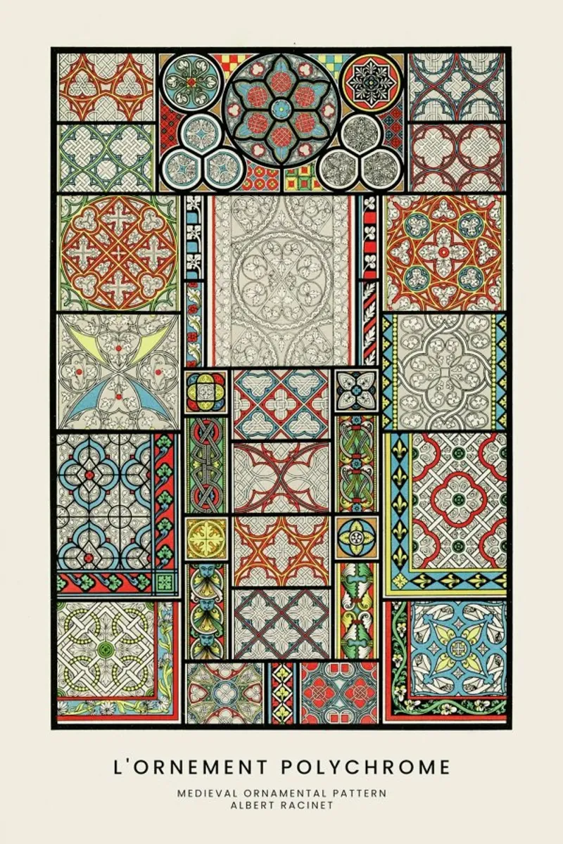 Racinet -  Medieval  Ornamental Pattern carta hahnemühle da Vintage by JUNIQE