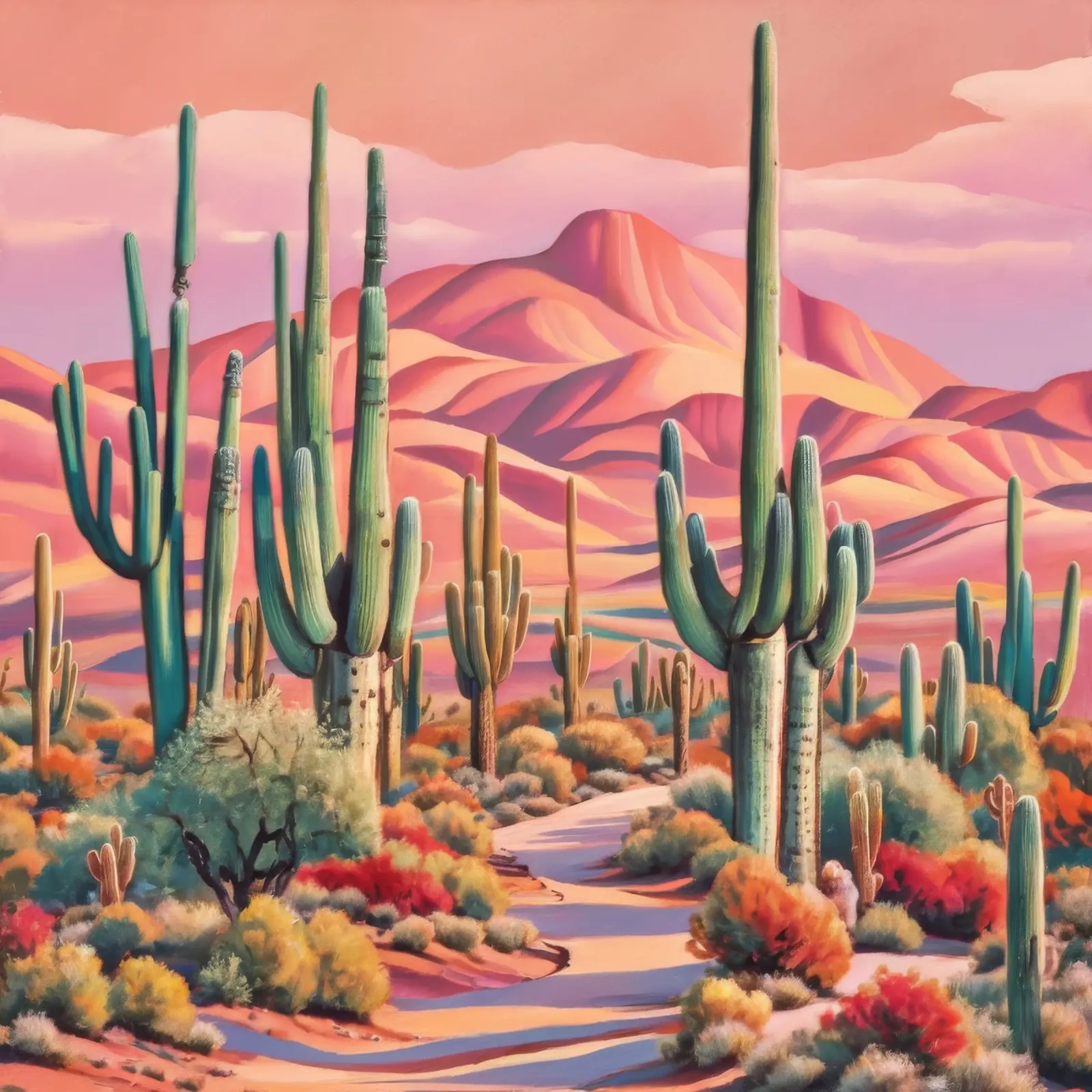 Cactus della Valle dell'Eco poster con telaio in plastica da Obisidian Brush