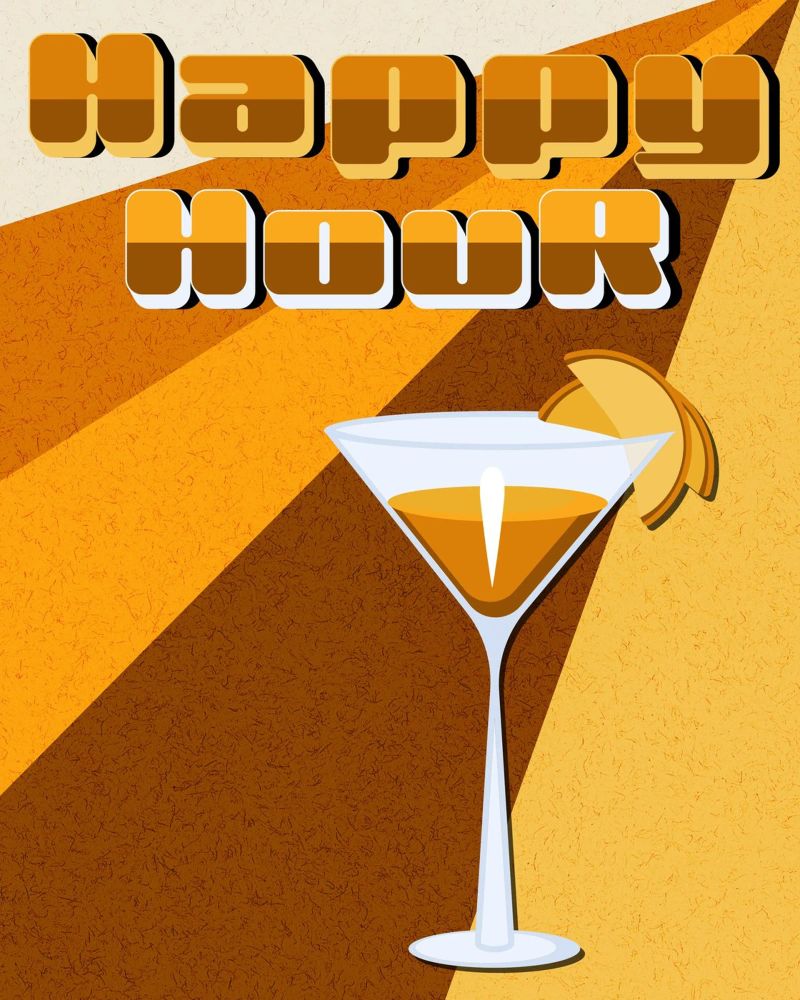 Retro Happy Hour Cocktail Art | Modern Bar Decor poster de Une Affaire de Filles