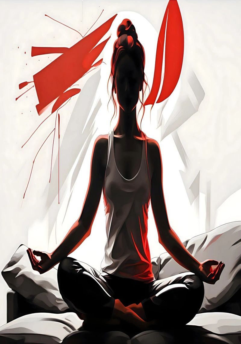 Minimalist Abstract Yoga Silhouette Art Meditative Woman poster by Cold Wild