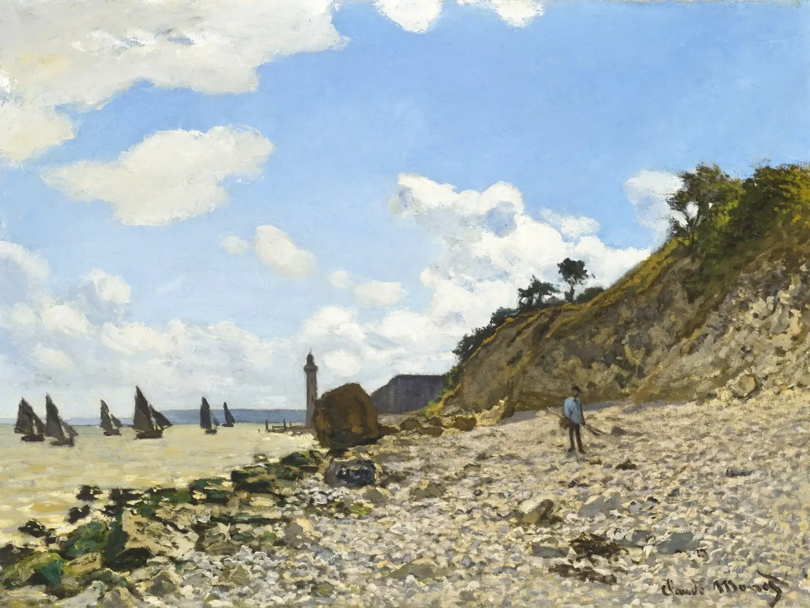 Claude Monet – The Beach at Honfleur (1864–1866) pellicola backlit da Monet Art Prints