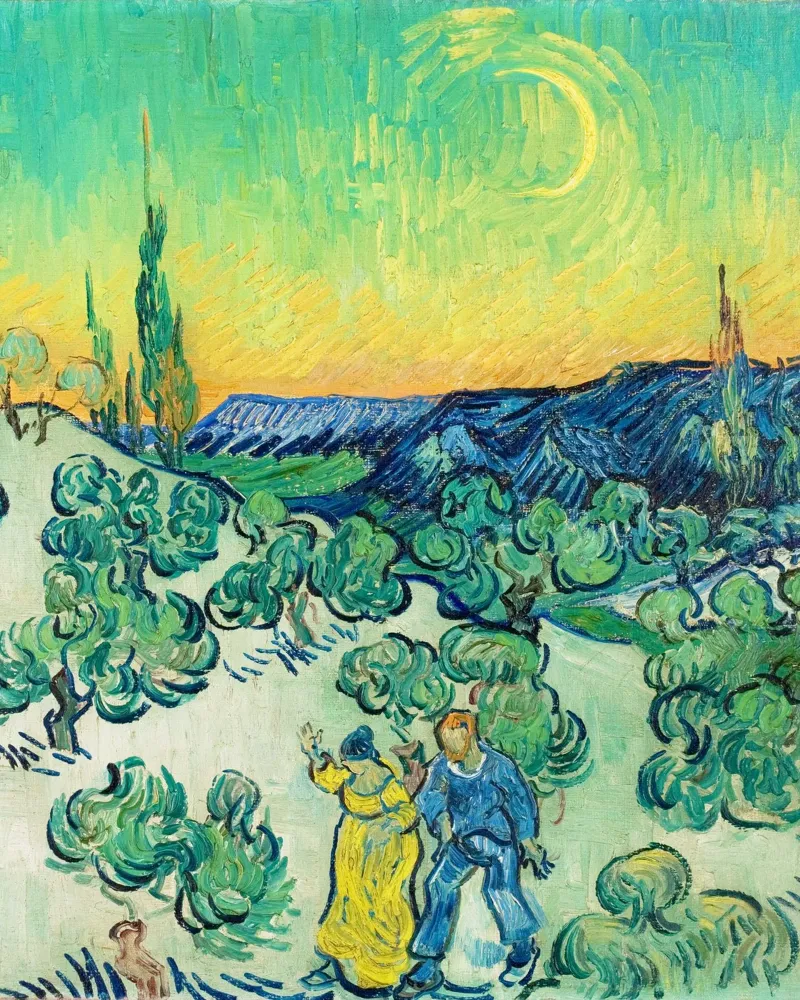 Vincent van Gogh - Un paseo al atardecer (1890) aluminio dibond de Van Gogh Prints