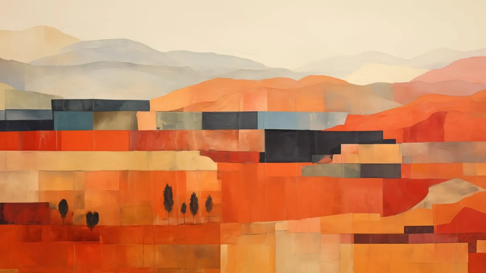 Abstract land canvas met Baklijst van Imagine