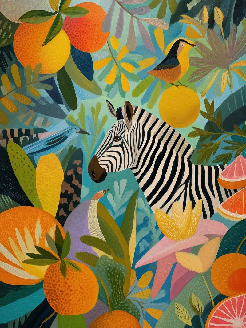 Zebra Paradise | Pittura naïf poster da Autofocus