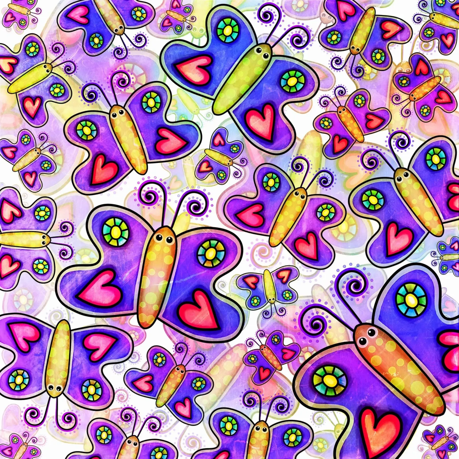 Vlinder Krabbel Carnaval canvas met Baklijst van Happy Littles