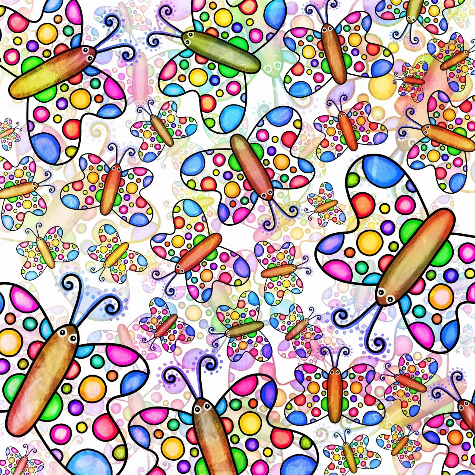 Vlinder Krabbel Carnaval canvas met Baklijst van Happy Littles