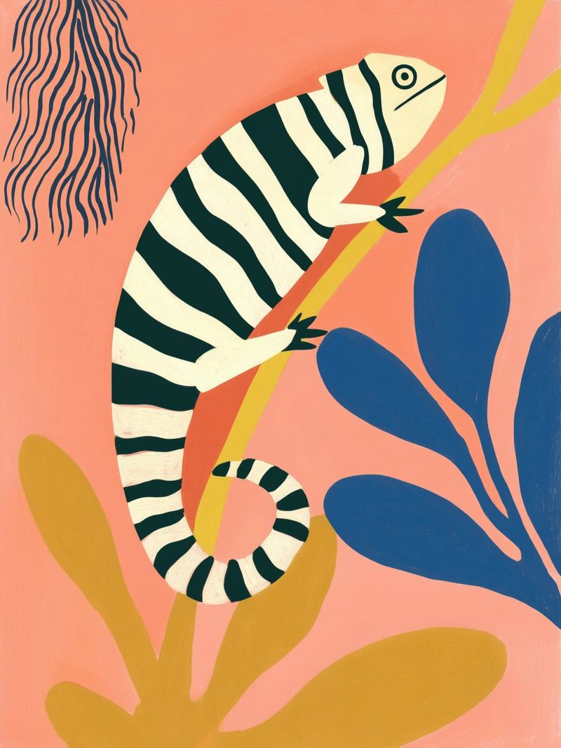 Zebra Camaleonte | Pittura naif poster da Autofocus
