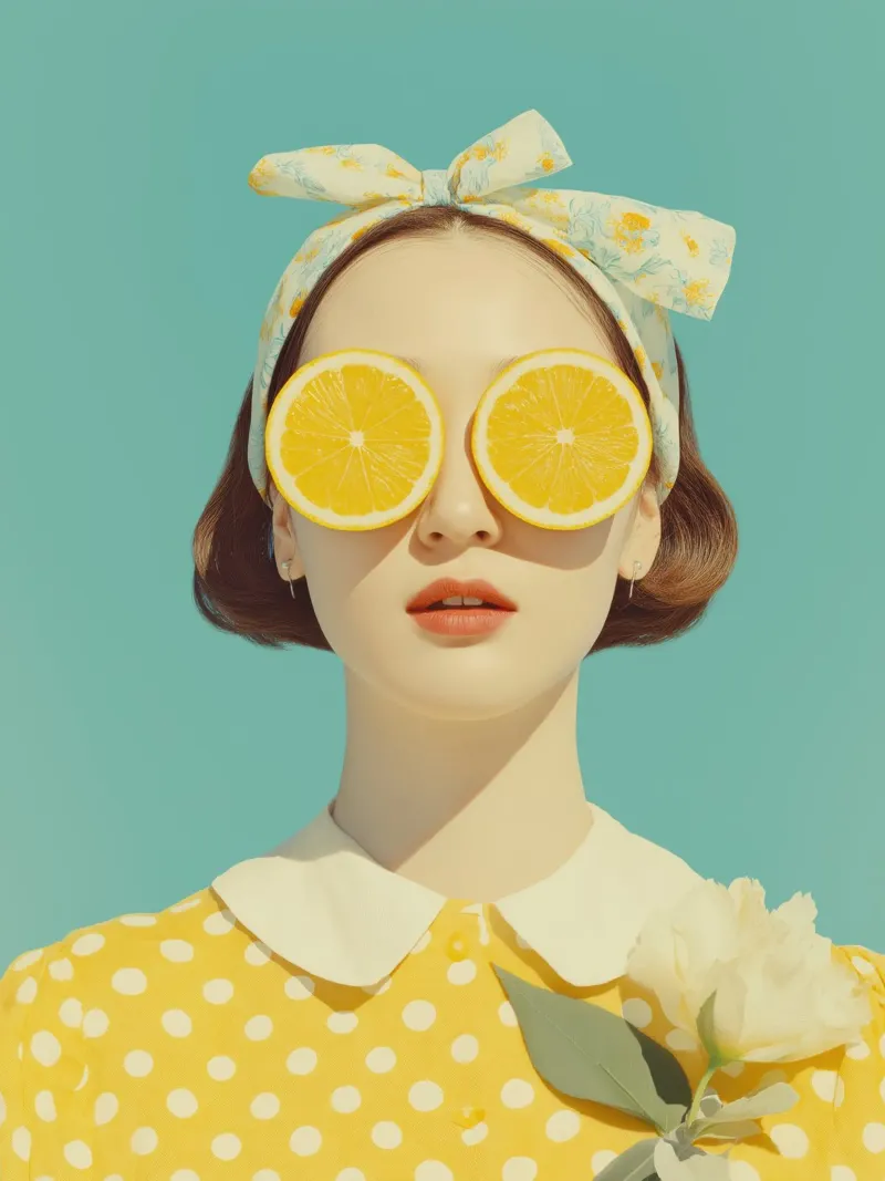 Ritratto femminile con limone pellicola backlit da Imagine