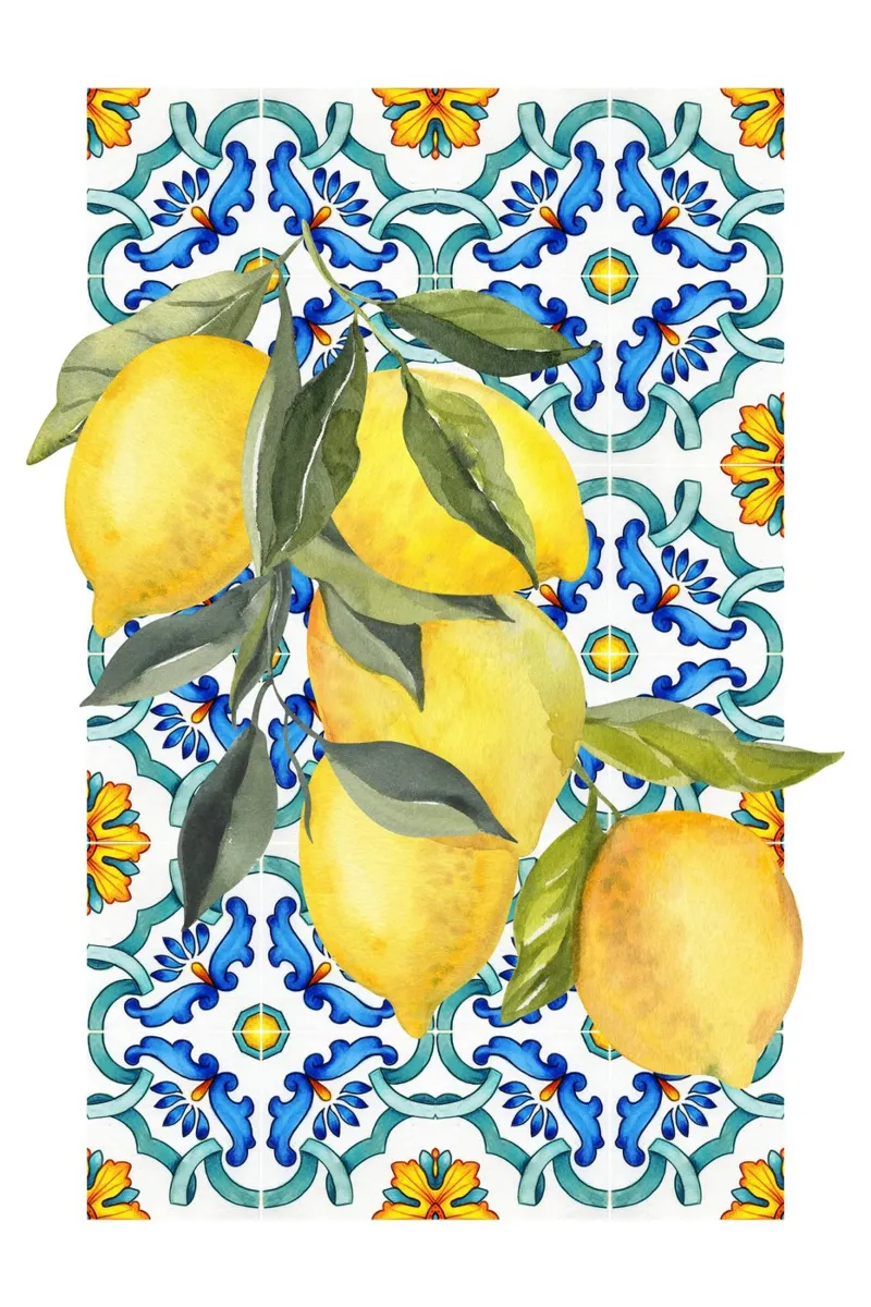 Zitrone Druck, Italien Wandkunst Poster mit Aluminium Rahmen von Bella Studio