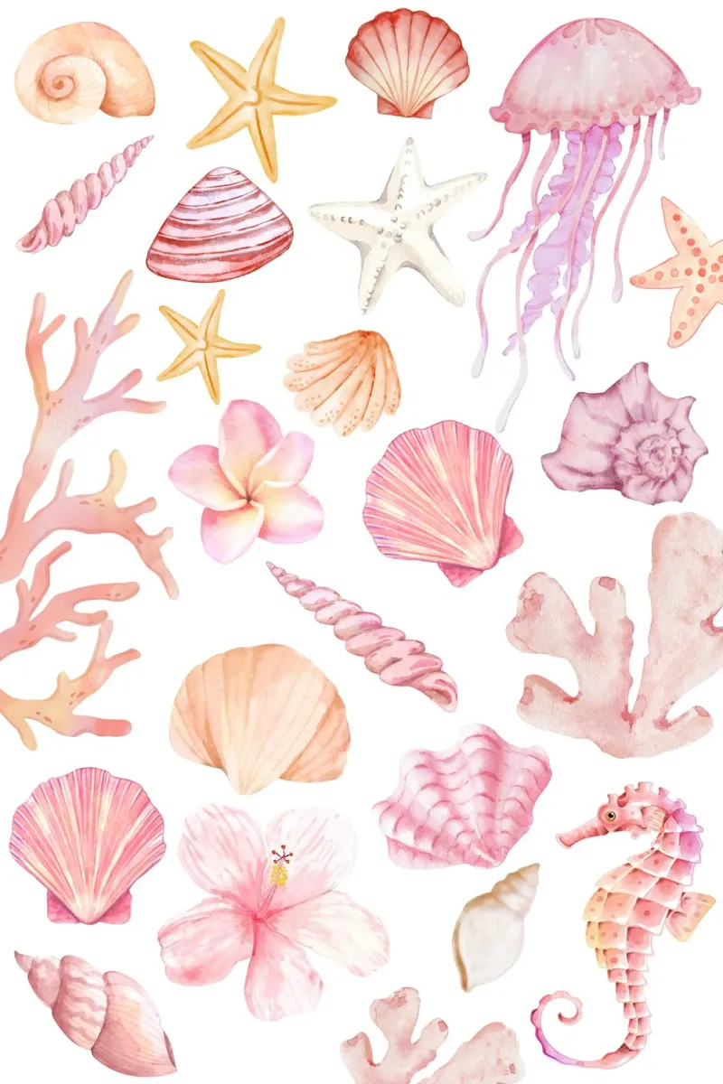Sea Shell Print, Pastel Under the Sea Art canvas by DolceVita