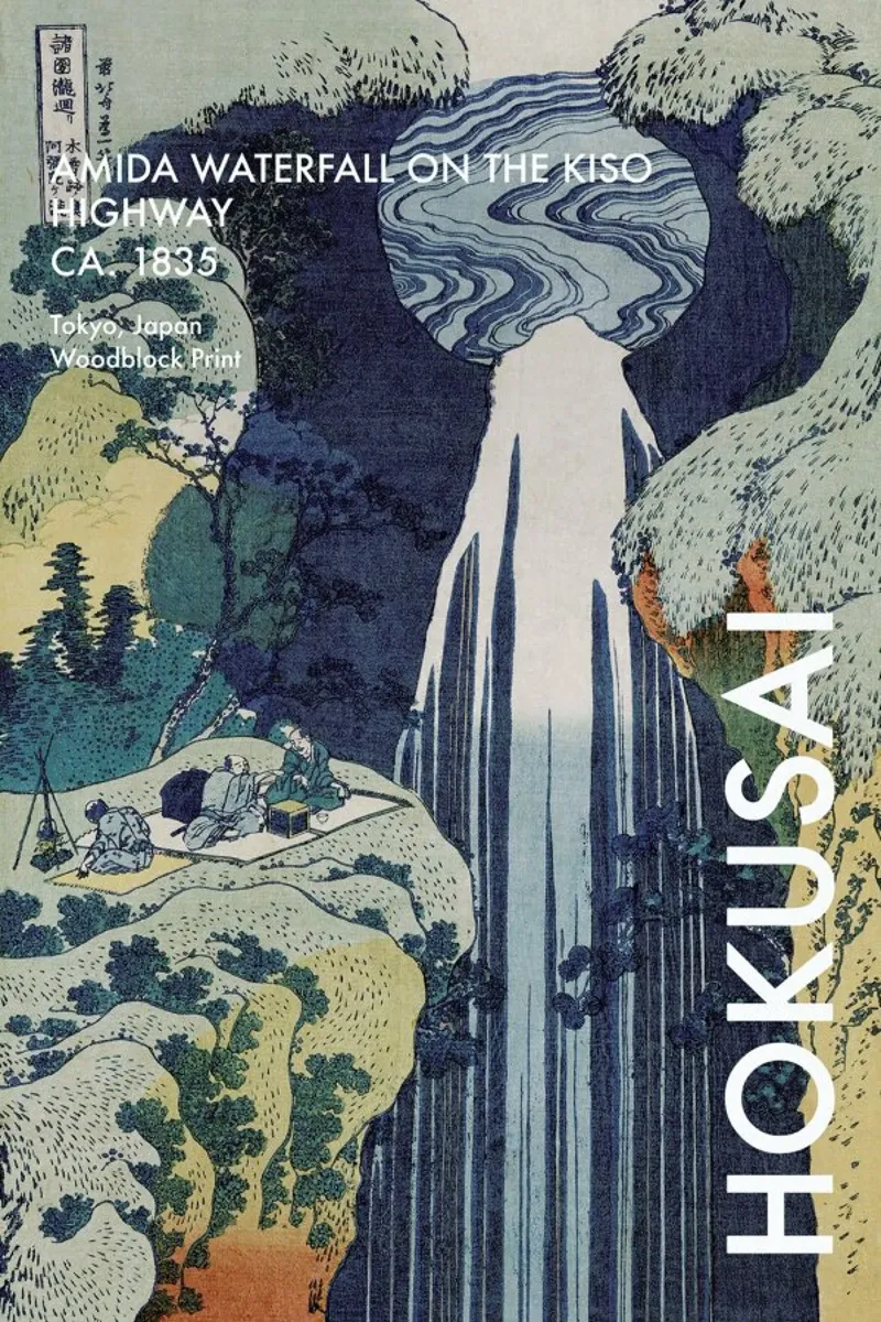 Hokusai - Amida Waterfall on the Kiso Highway pellicola backlit da Vintage by JUNIQE