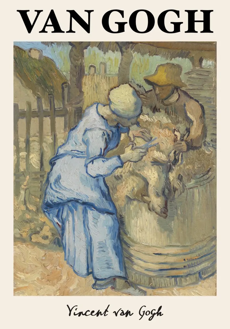 Van Gogh: Il tosatore di pecore - Vita rurale post-impressionista poster con telaio in plastica da NorwesClub