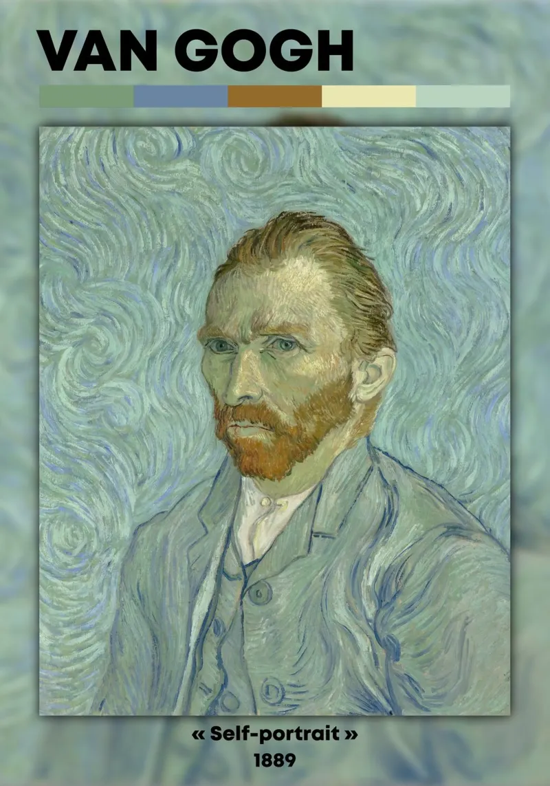 Van Gogh: Self-Portrait (1889) - Post-Impressionist Masterpi canvas with Floater frame by NorwesClub