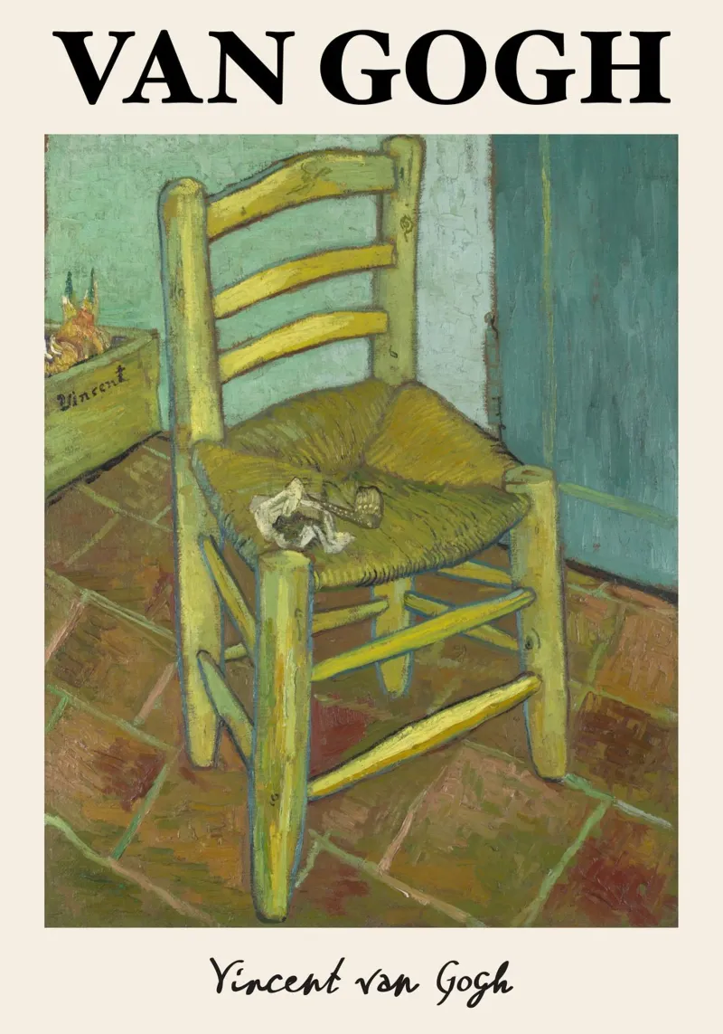 Van Gogh: Chair (1888) - Post-Impressionist Still Life, Rust canvas with Floater frame by NorwesClub