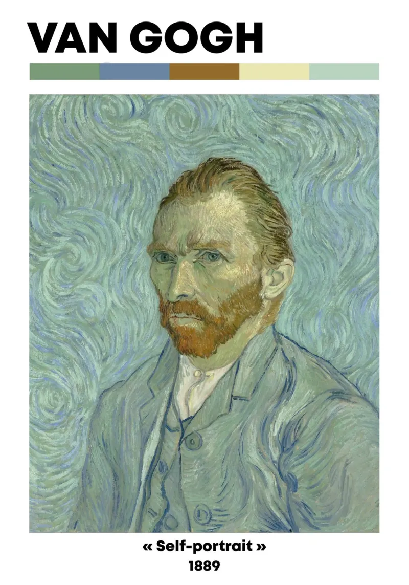 Van Gogh: Self-Portrait (1889) - Post-Impressionist Masterpi canvas with Floater frame by NorwesClub