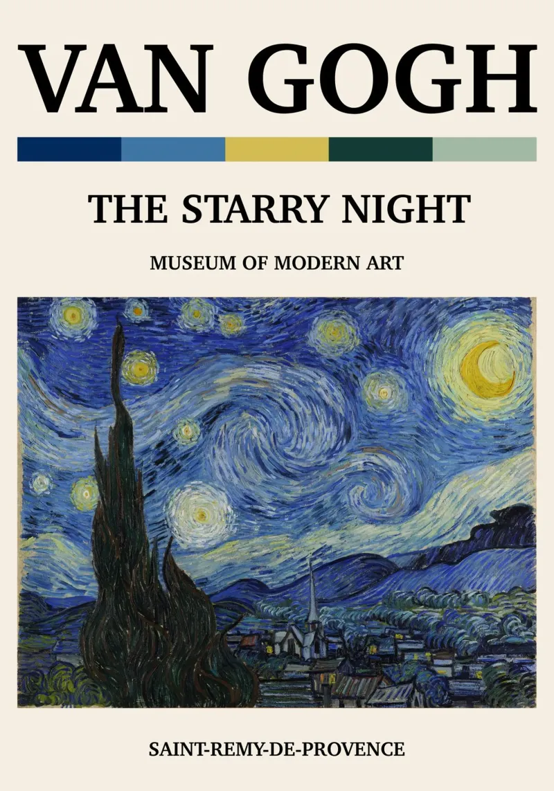 Van Gogh's "Starry Night" - Iconic Post-Impressionist Maste canvas with Floater frame by NorwesClub