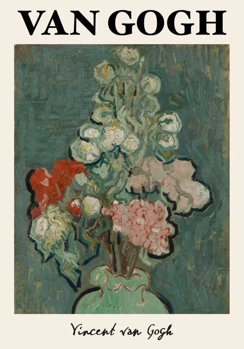 Il "Vaso di fiori" di Van Gogh - Stu floreale post-impressionista poster con telaio in alluminio da NorwesClub