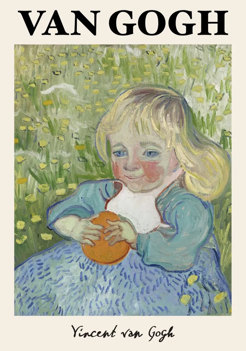 Van Gogh "Child with Orange" - Charming Post-Impressionist P canvas with Floater frame by NorwesClub