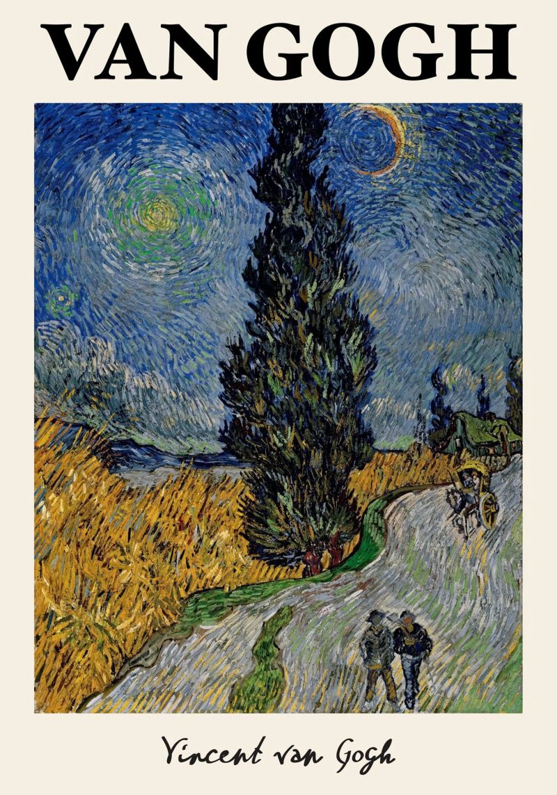 Van Goghs "Straße mit Zypresse und Stern" - Post-Impressionist Poster von NorwesClub
