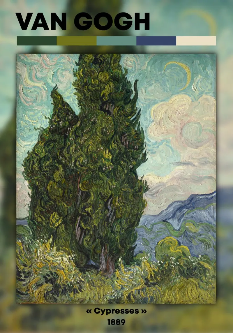 Van Gogh "Cypresses" - Dynamic Post-Impressionist Landscape canvas by NorwesClub
