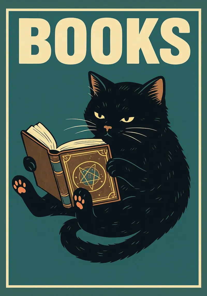 gatto e libro pellicola backlit da the gan gan