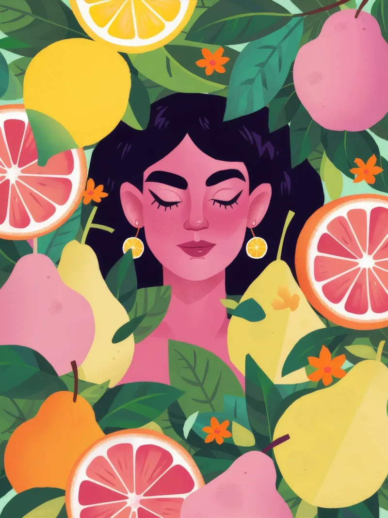 Citrustuin Gelukzaligheid canvas met Baklijst van Petal Canvas
