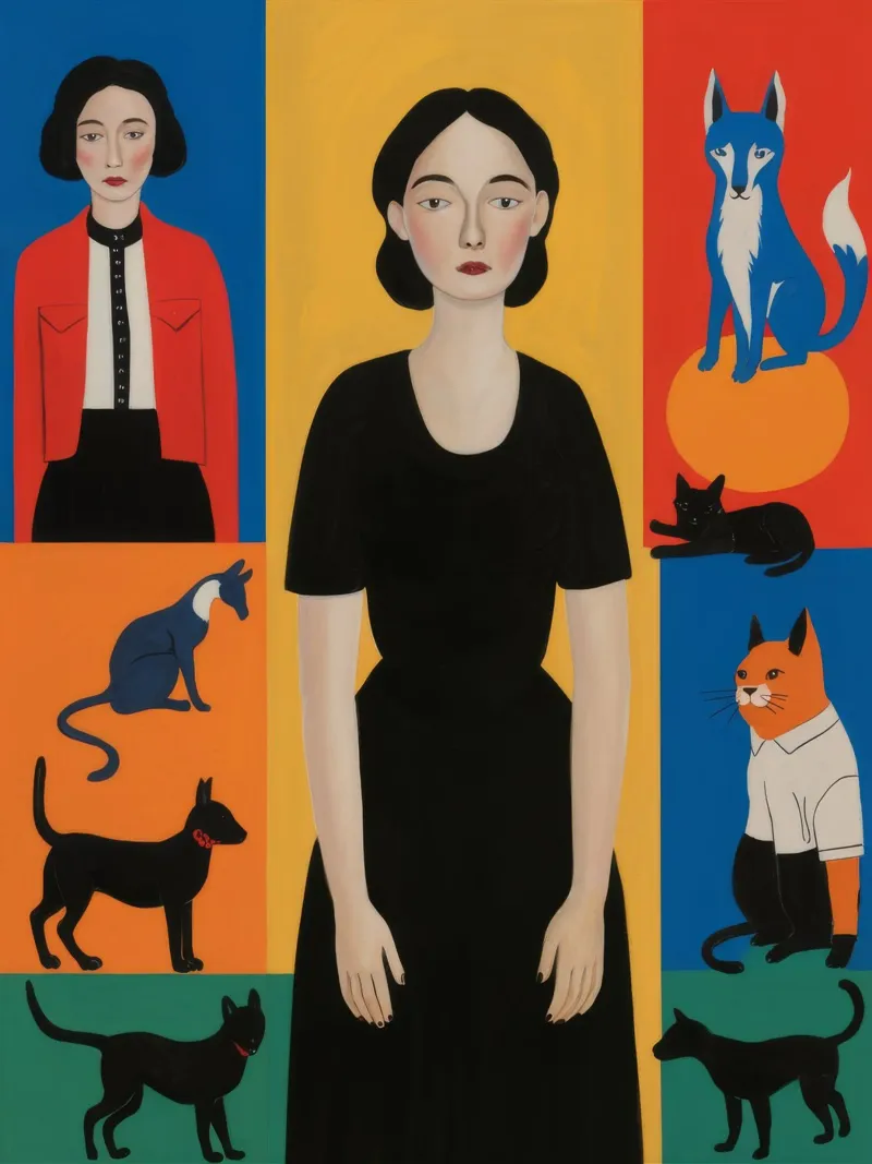 Ritratto di un amante dei gatti poster con telaio in alluminio da Petal Canvas