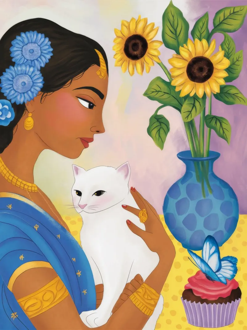 Sunflower Cat Harmony canvas by Petal Canvas